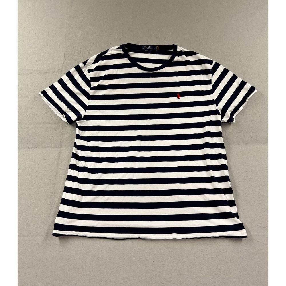 Polo Ralph Lauren Classic Fit Striped Crewneck T-Shirt Blue White Large